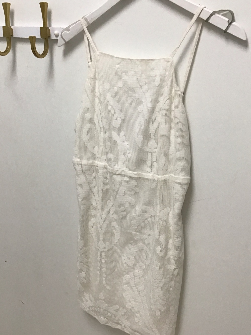 Sage pearly Paige White Lace Knit Slip Dress